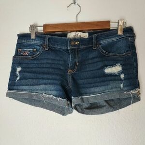 Hollister Jean Shorts Distressed Low Rise Rolled Hem Size 27